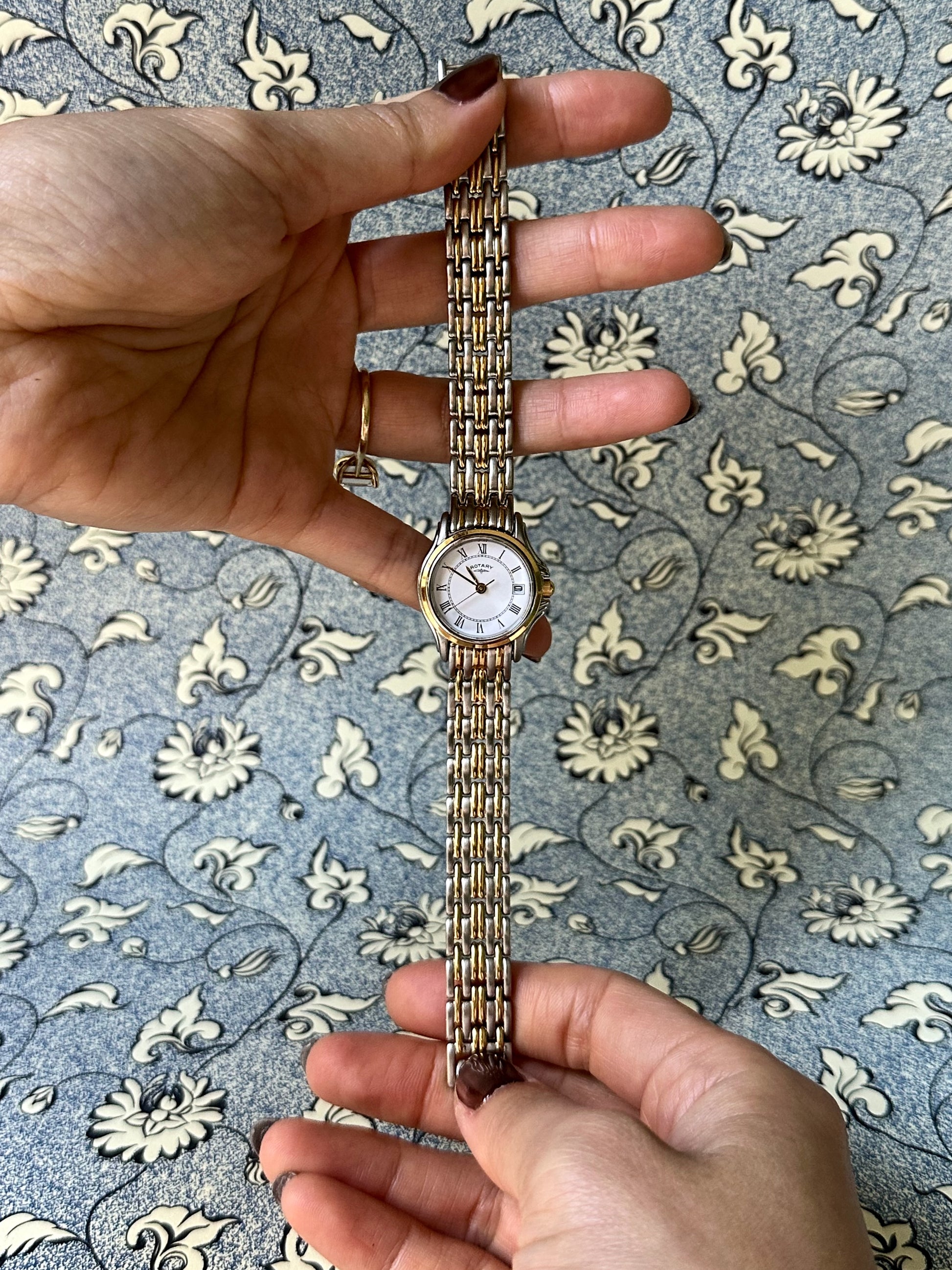 1980s Rotary two tone date window quartz watch