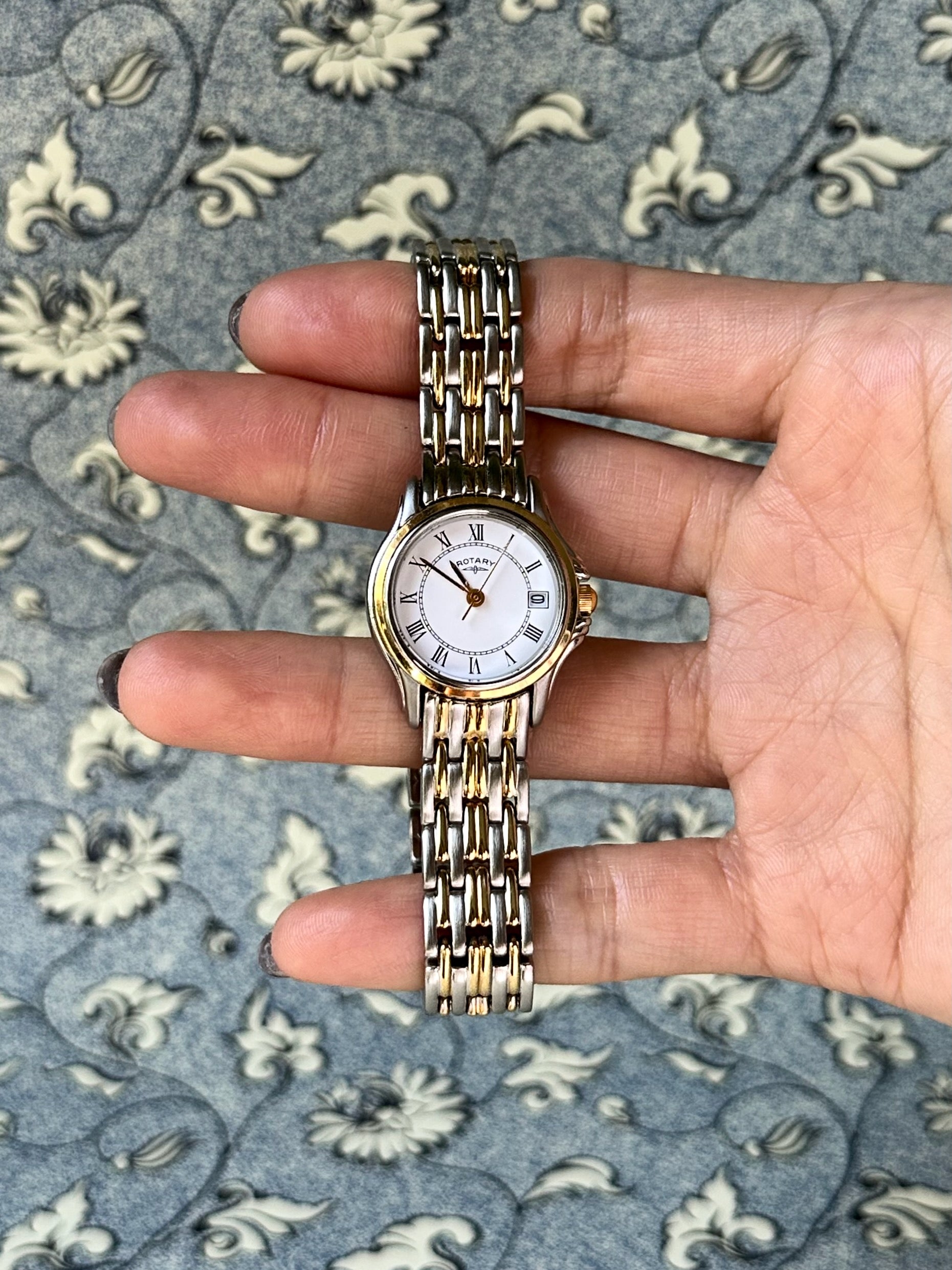 1980s Rotary two tone date window quartz watch