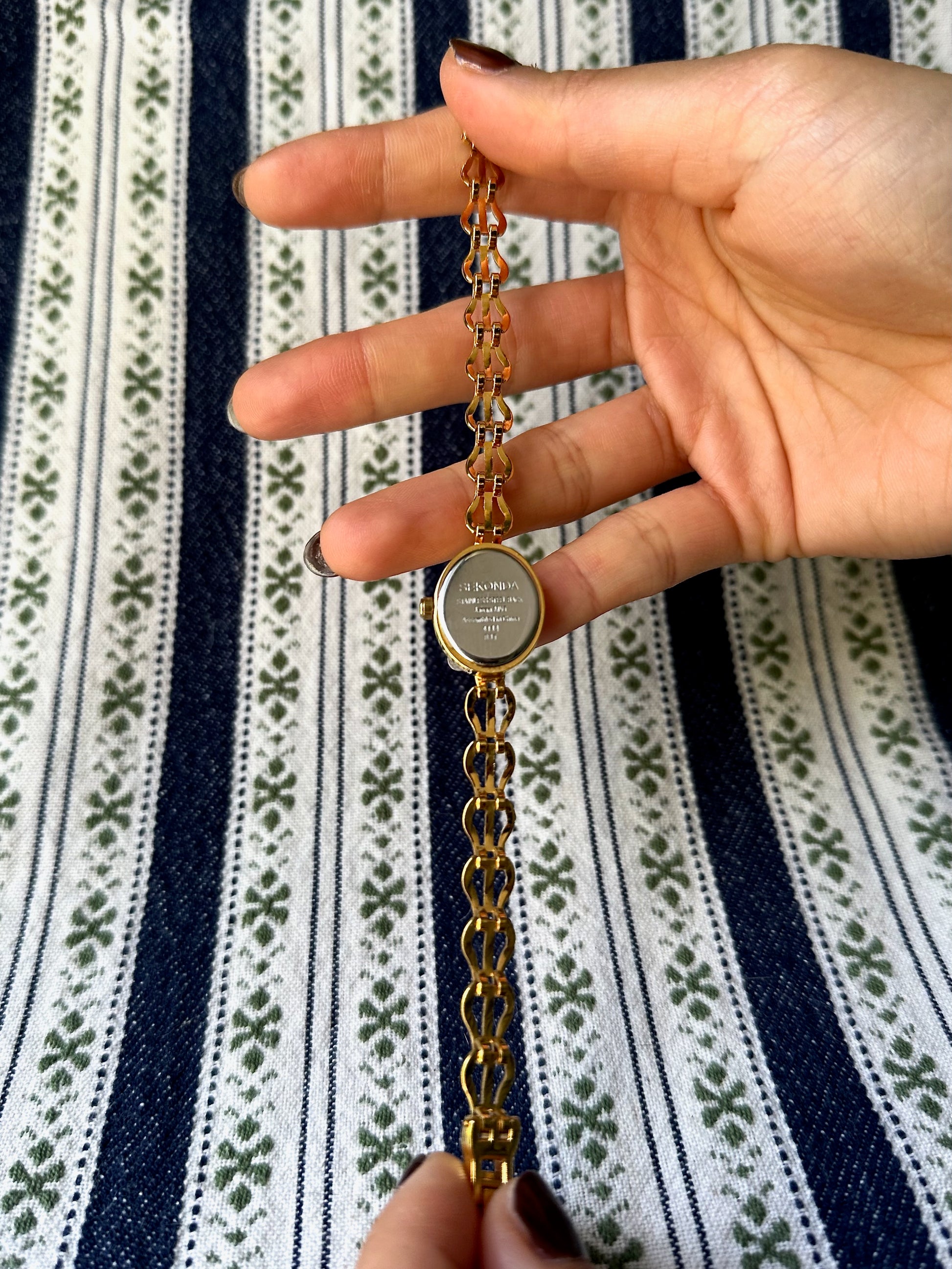 1980s Sekonda mother of pearl gold-plated chain watch