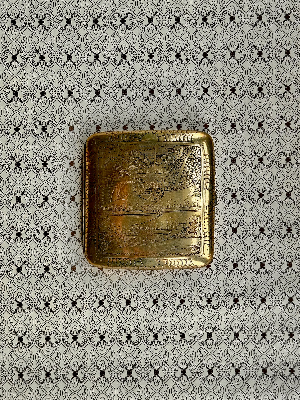1920s Engraved Brass Cigarette Case