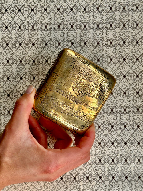 1920s Engraved Brass Cigarette Case