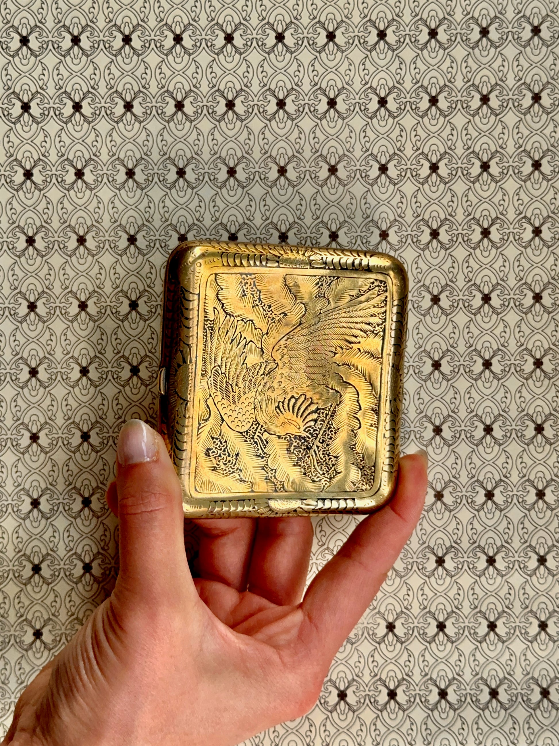 1920s Engraved Brass Cigarette Case