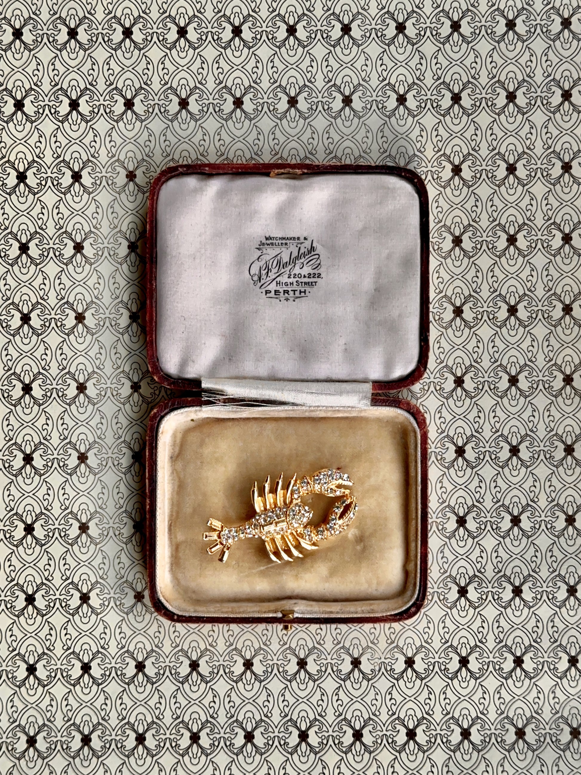 Vintage Lobster Rhinestone Brooch