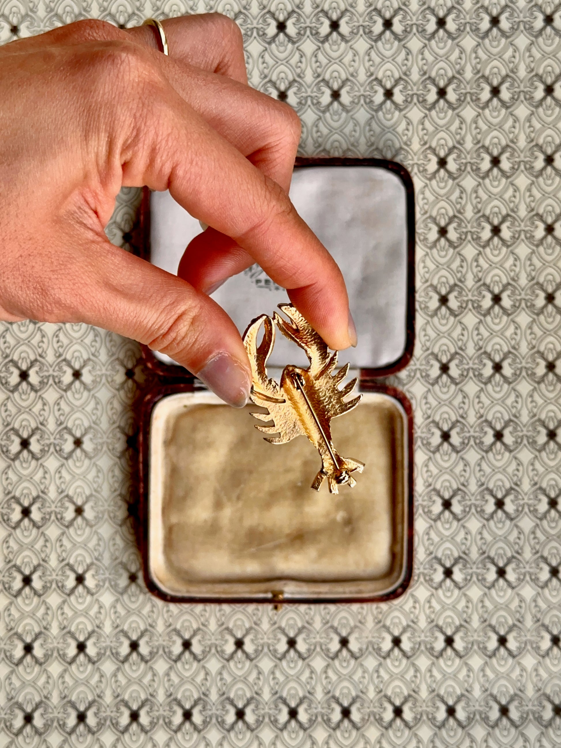 Vintage Lobster Rhinestone Brooch