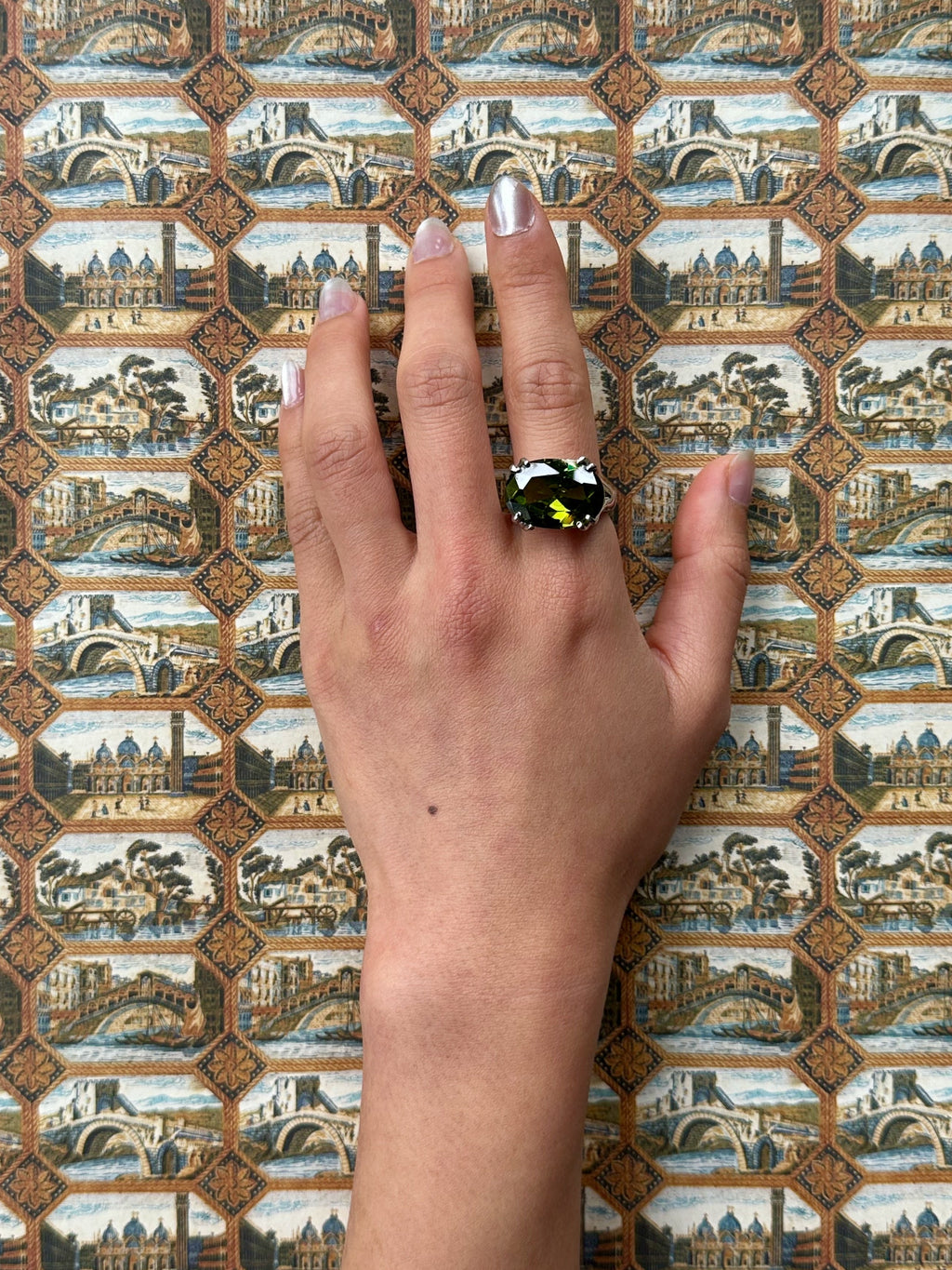 Vintage Statement Green Stone Ring