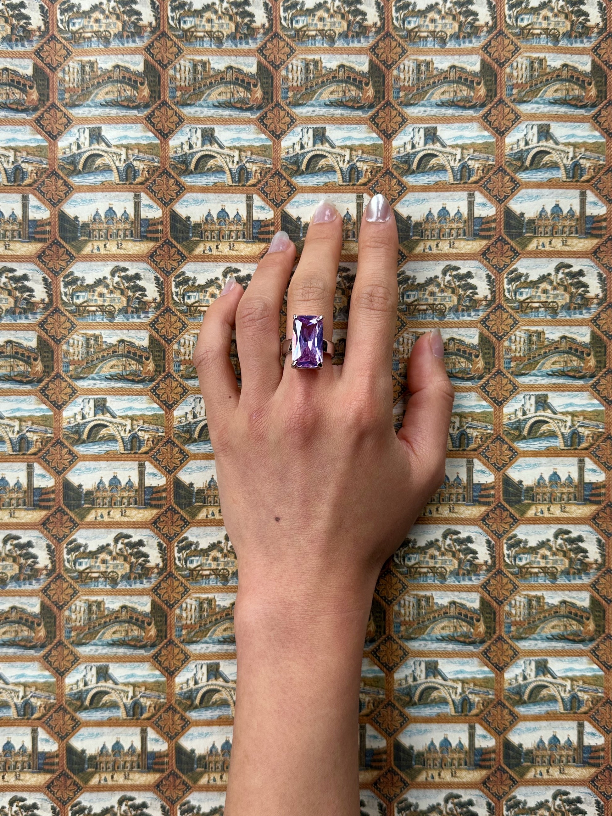 Vintage Baguette Lilac Stone Ring