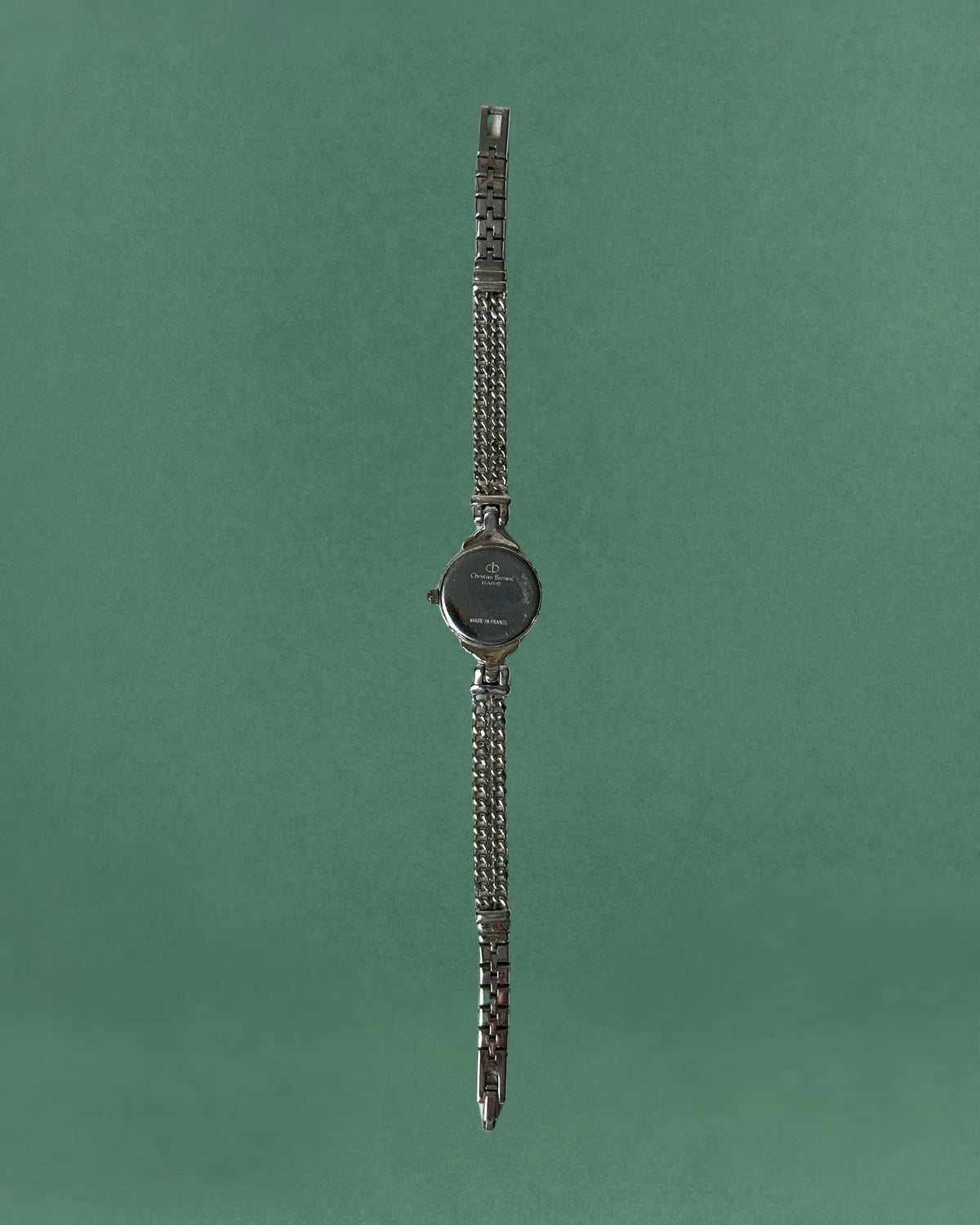 1980s Christian Bernard silver tone chain bracelet quartz watch