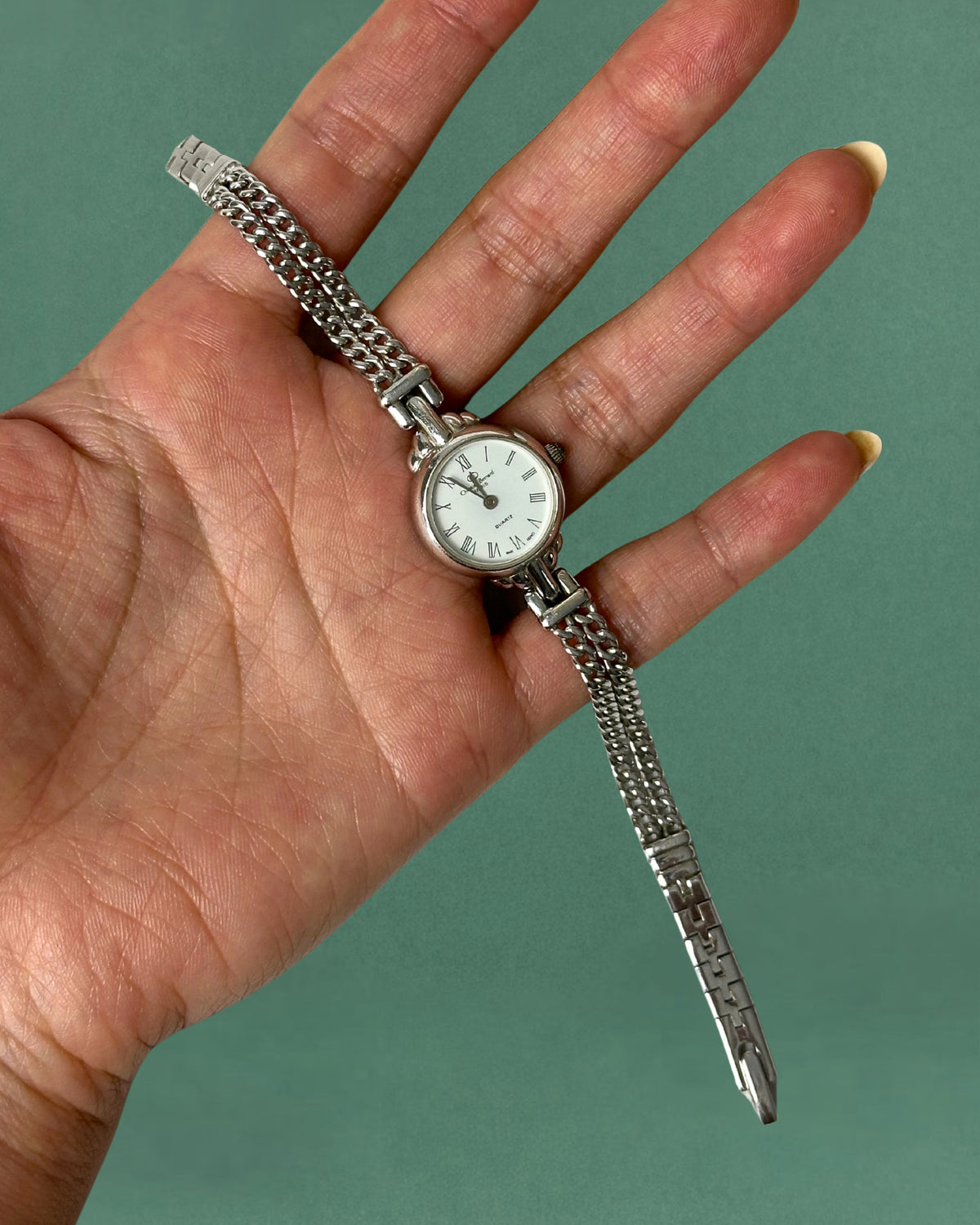 1980s Christian Bernard silver tone chain bracelet quartz watch