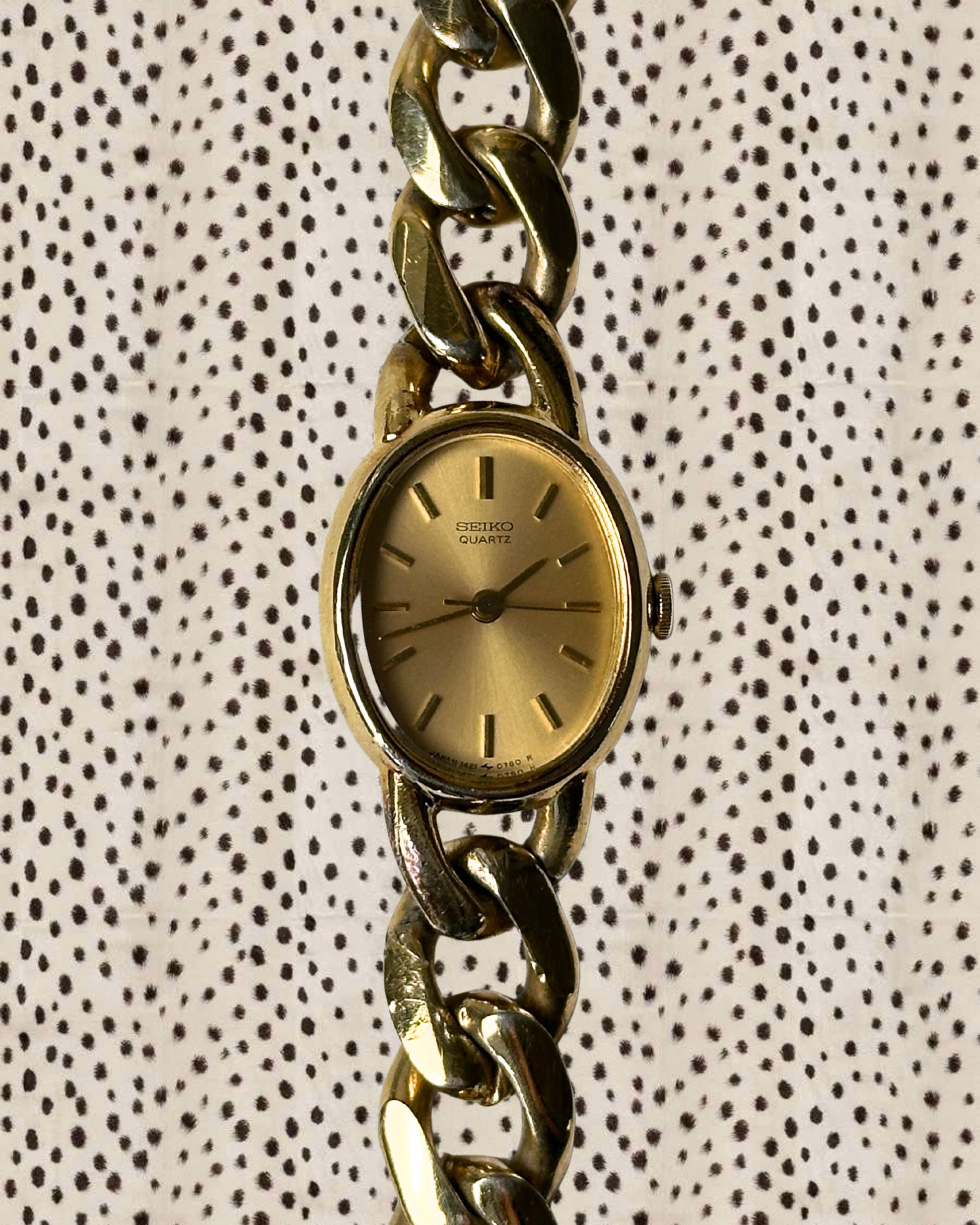 1980s Seiko gold-plated curb chain quartz watch