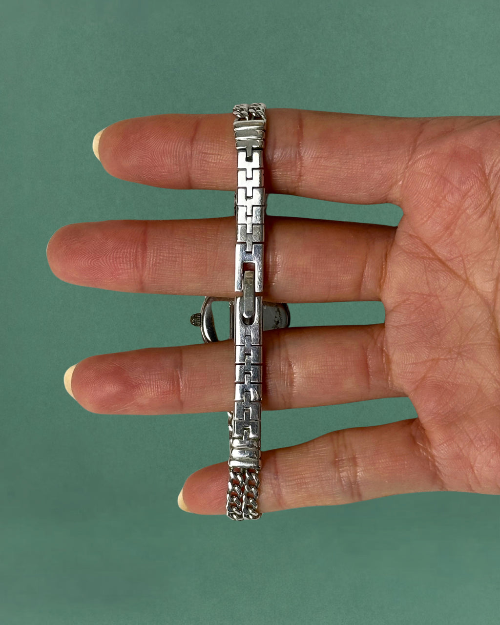 1980s Christian Bernard silver tone chain bracelet quartz watch