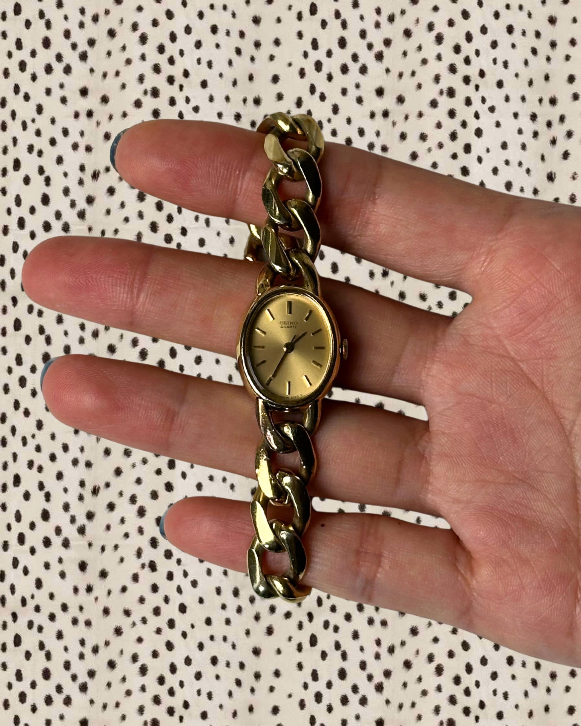 1980s Seiko gold-plated curb chain quartz watch