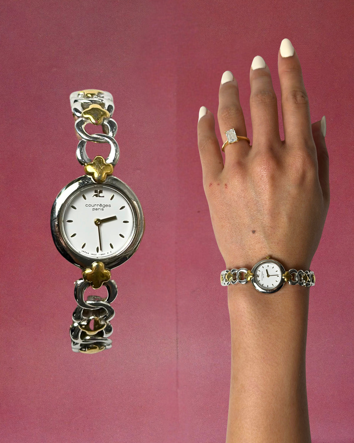 1980s Courreges two-tone quartz watch