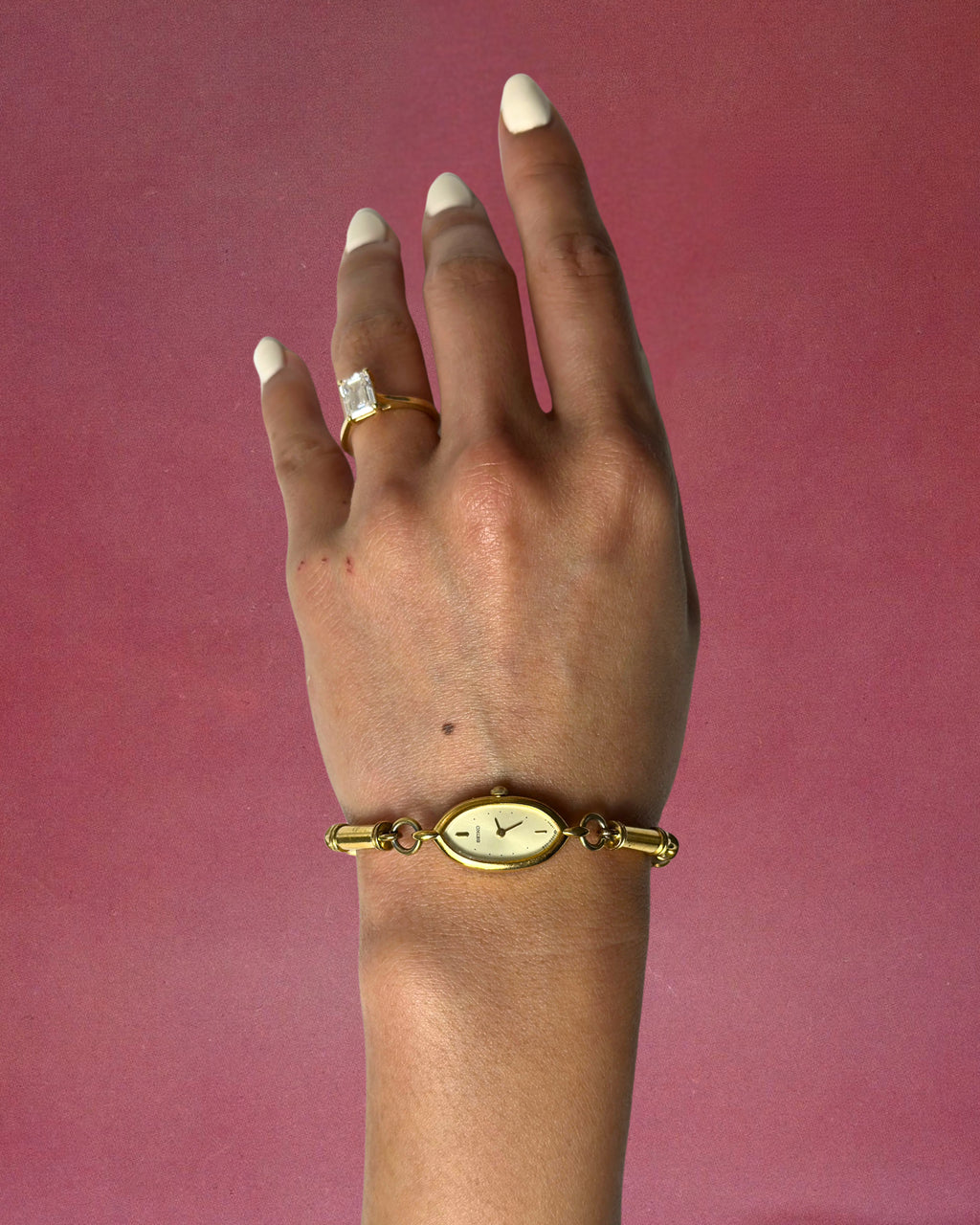 1980s Seiko barrel link gold-plated quartz watch