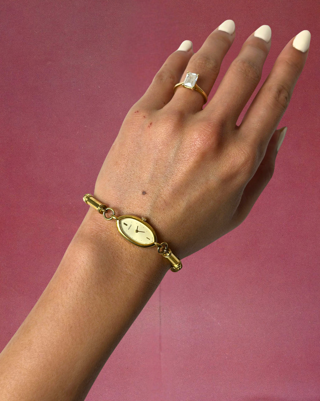 1980s Seiko barrel link gold-plated quartz watch