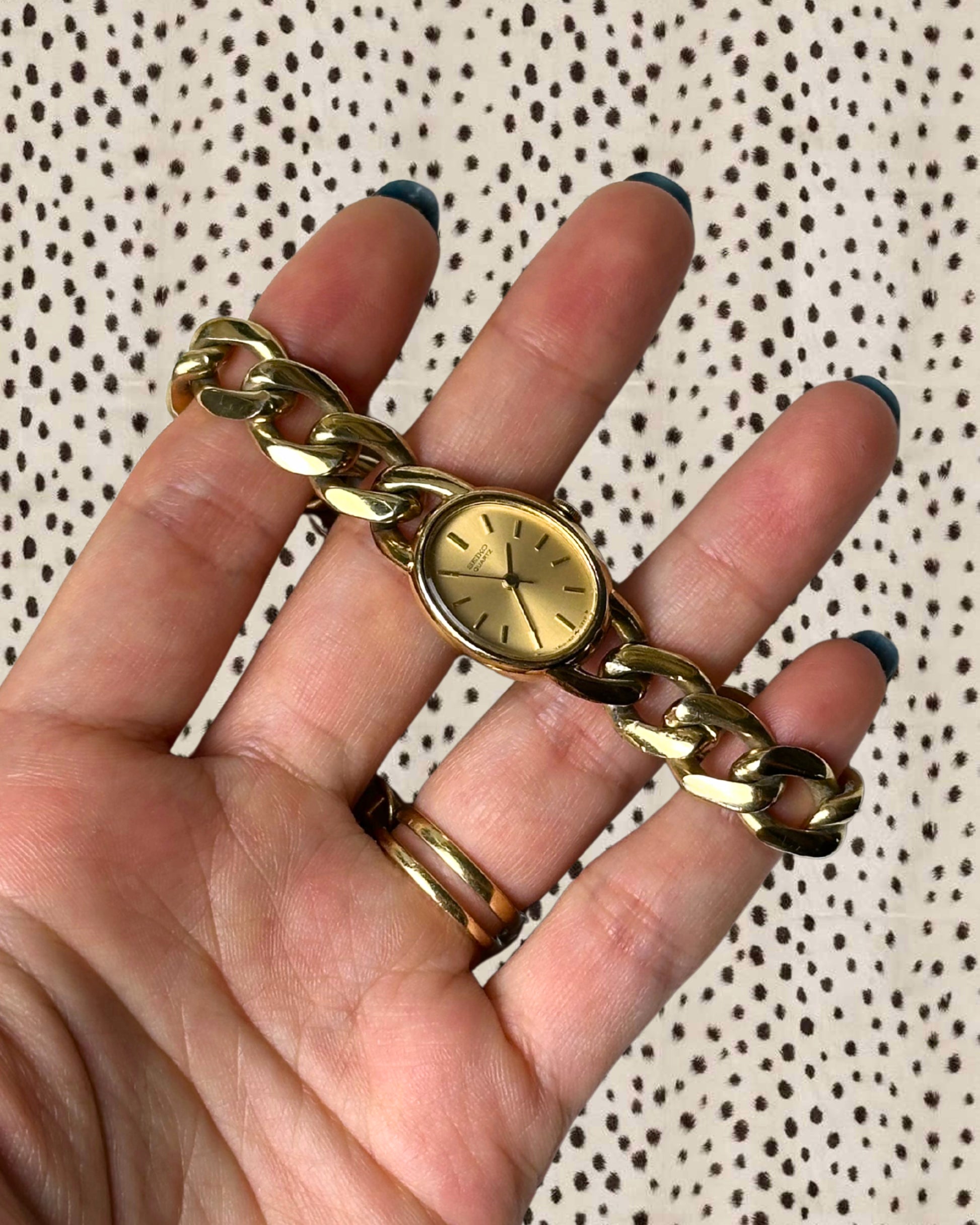 1980s Seiko gold-plated curb chain quartz watch