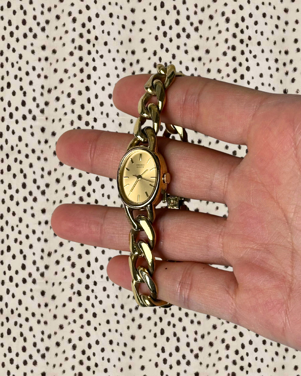 1980s Seiko gold-plated curb chain quartz watch