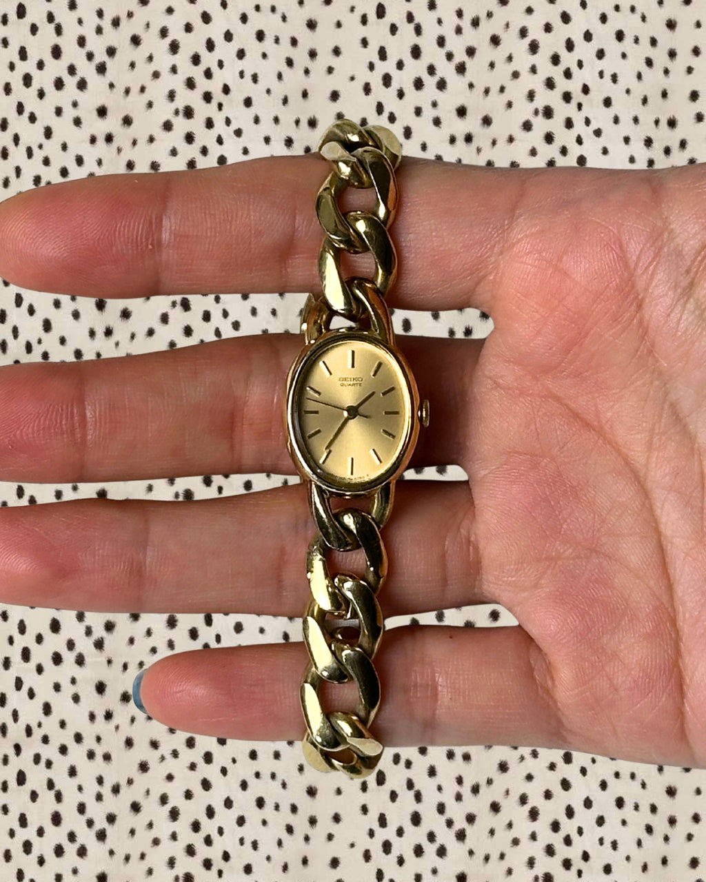 1980s Seiko gold-plated curb chain quartz watch