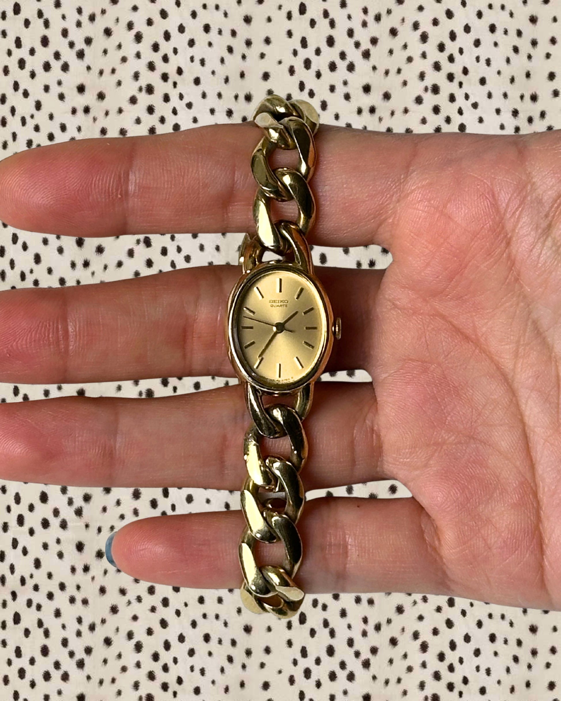 1980s Seiko gold-plated curb chain quartz watch