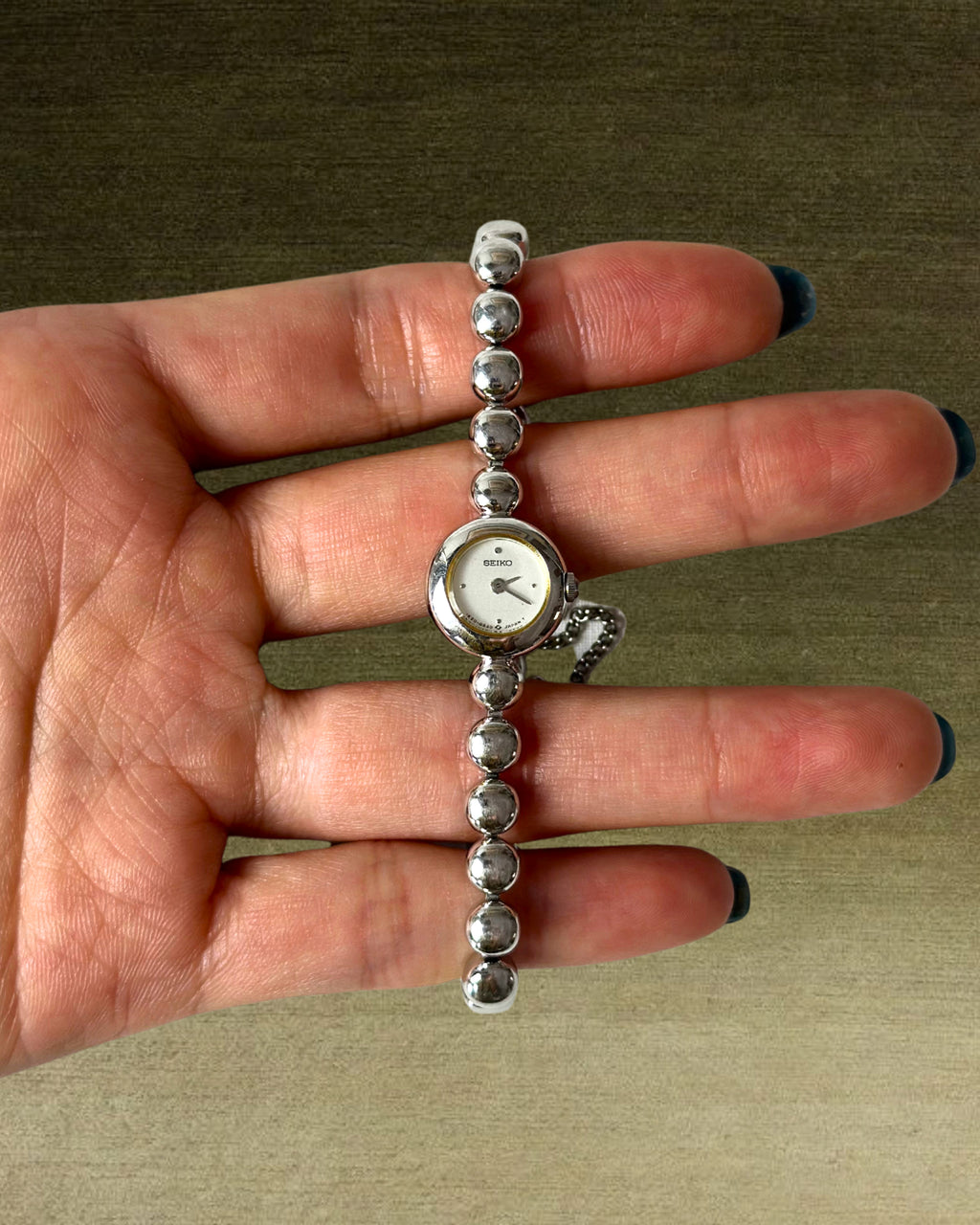 1980s Seiko silver tone orb link quartz watch