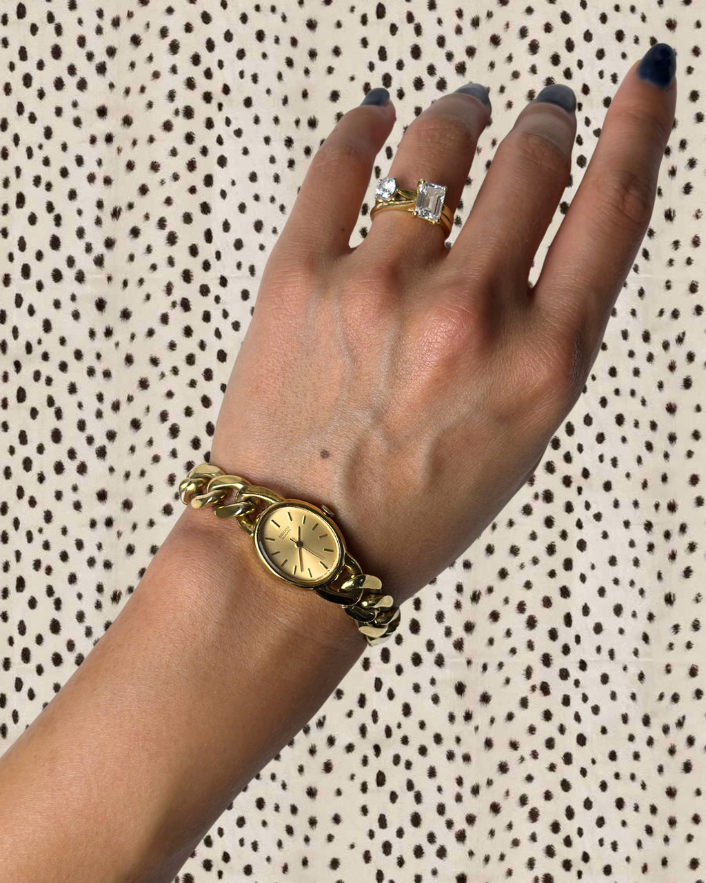 1980s Seiko gold-plated curb chain quartz watch