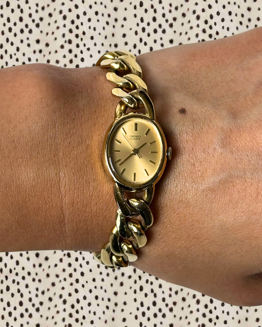 1980s Seiko gold-plated curb chain quartz watch