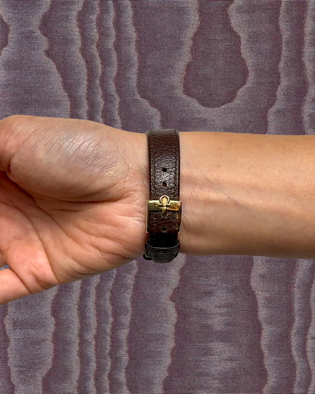 1980s Omega De Ville brown leather quartz watch
