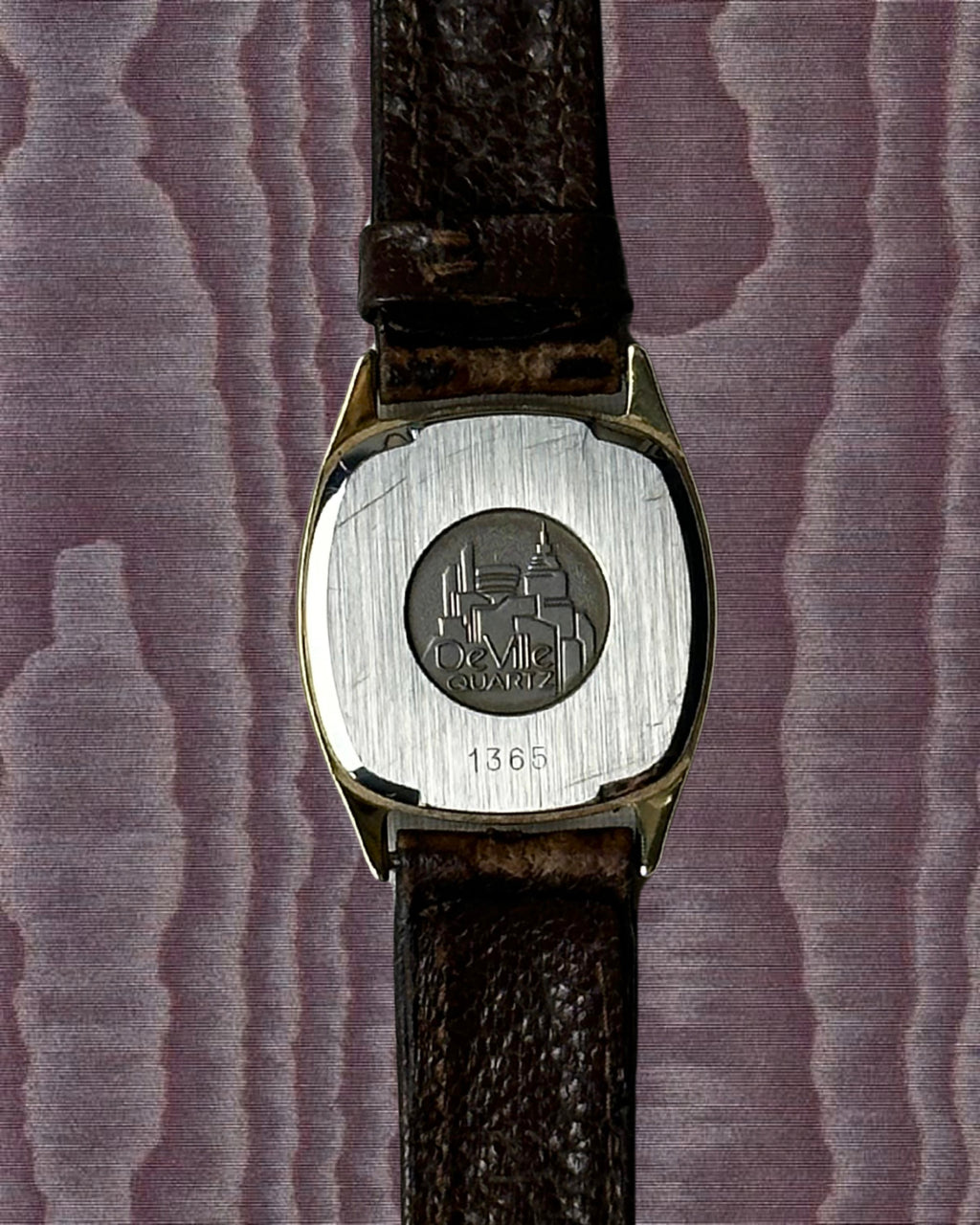 1980s Omega De Ville brown leather quartz watch