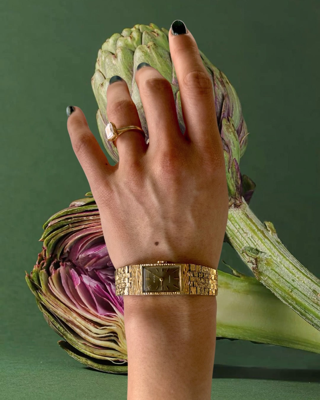 1970s Avia Gold-Plated Rectangular Mechanical Watch