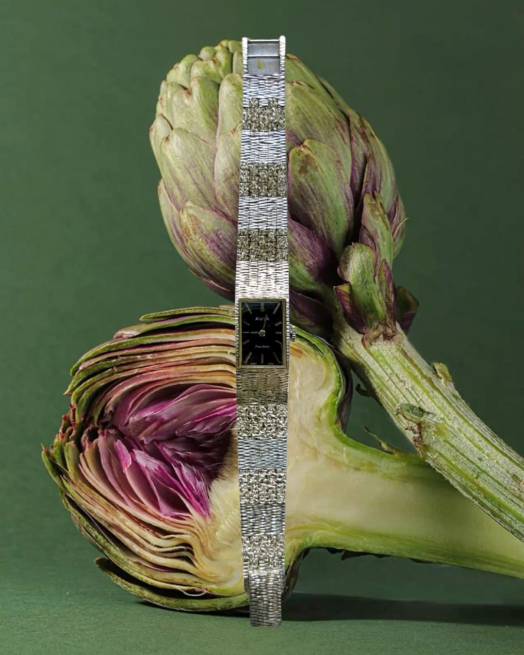 1970s Avia Silver-Plated Rectangular Mechanical Watch