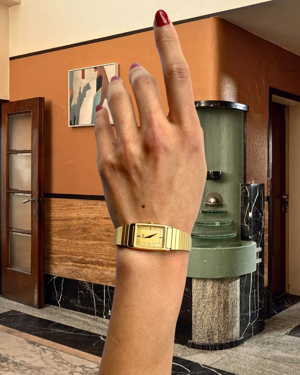 1980s Seiko Brushed Gold-Tone Square Quartz Watch