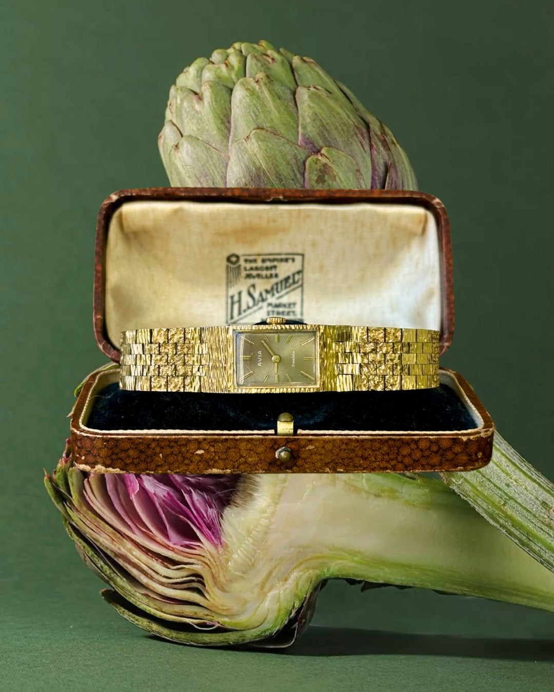 1970s Avia Gold-Plated Rectangular Mechanical Watch