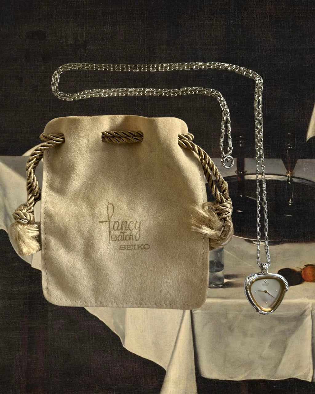 1980s Seiko triangular quartz watch necklace