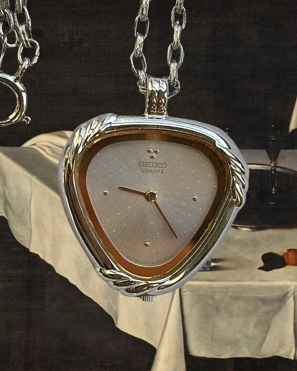 1980s Seiko triangular quartz watch necklace