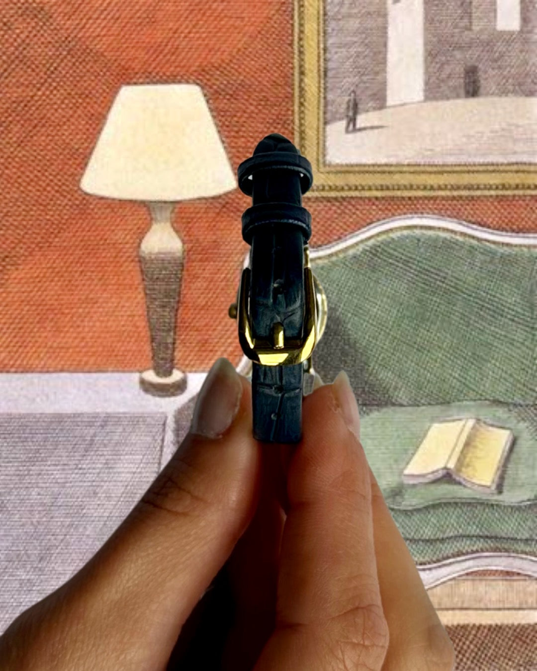 1980s Rotary Oval Royal Blue Leather Quartz Watch