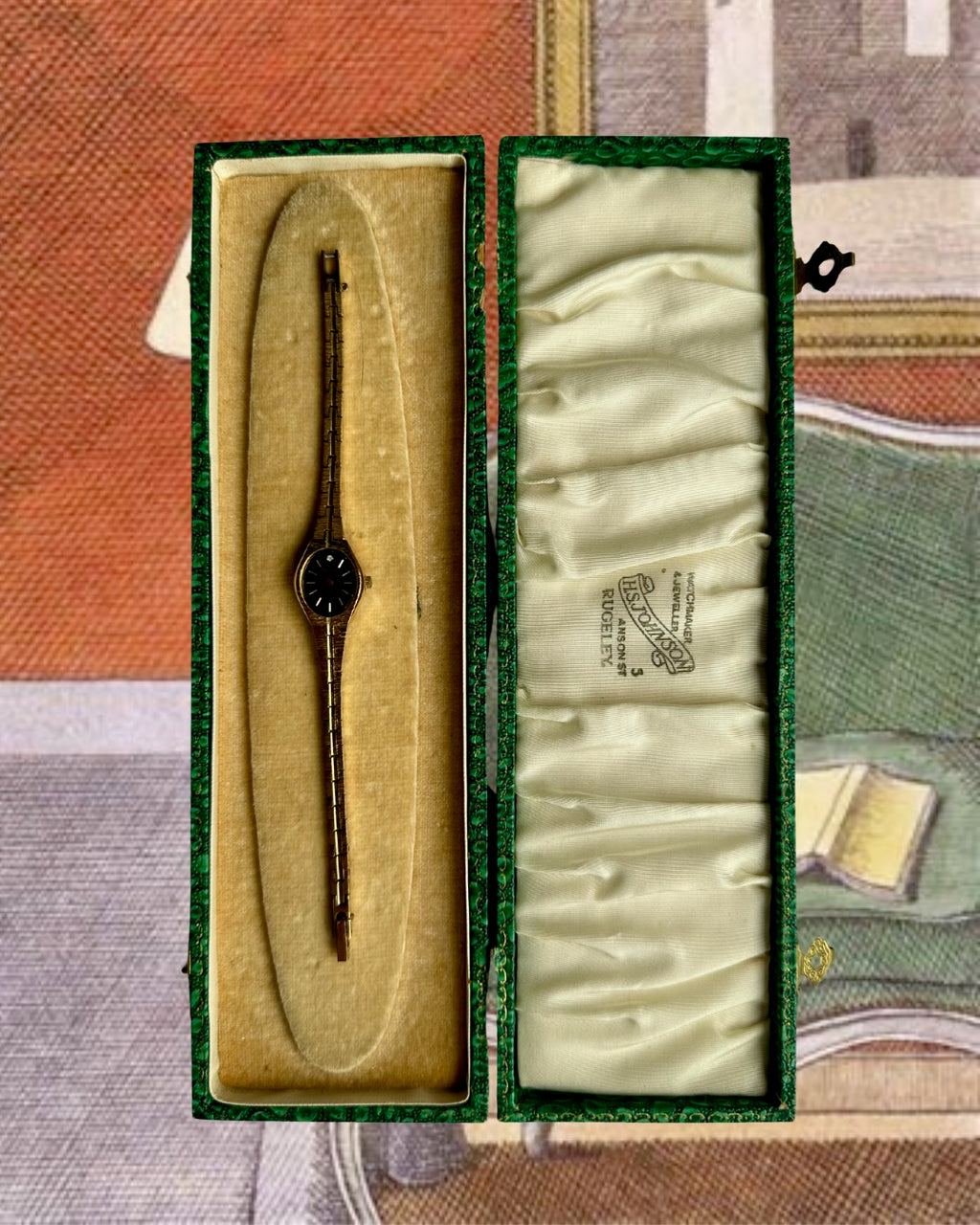 1980s Accurist Black Dial Gold-Plated Slim Quartz Watch