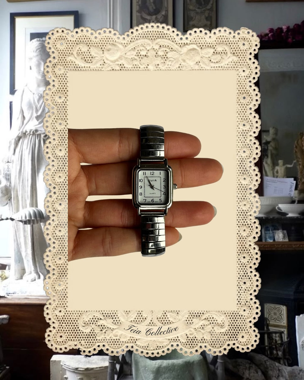 1980s Avia Square Expander Stainless Steel Quartz Watch