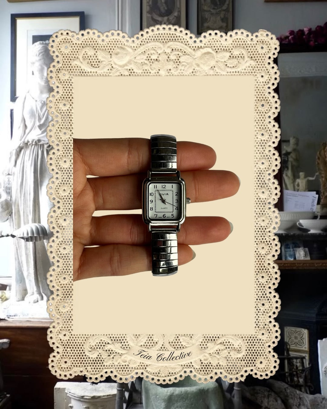 1980s Avia Square Expander Stainless Steel Quartz Watch