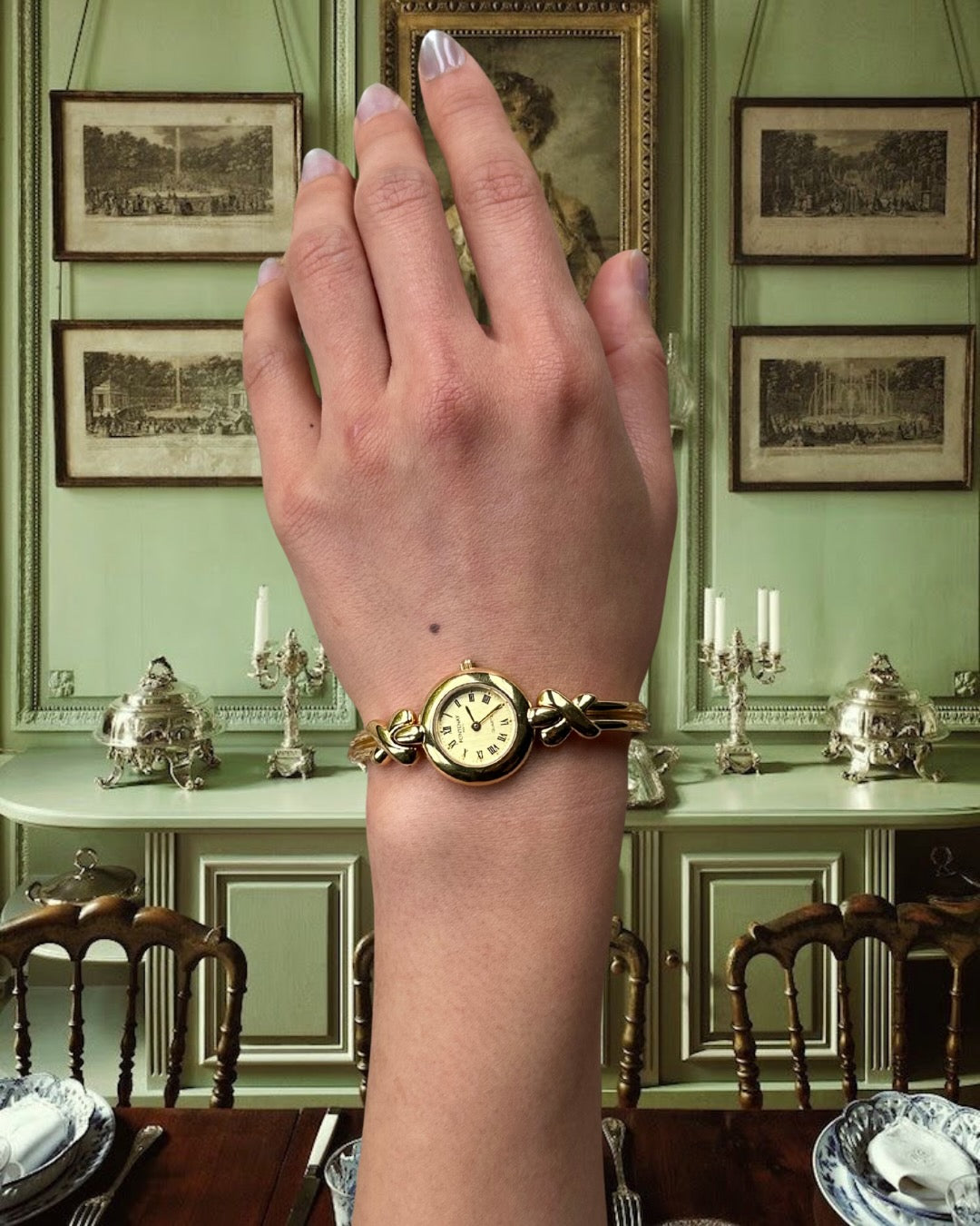 1980s Fontenay Gold-Plated Bangle Quartz Watch