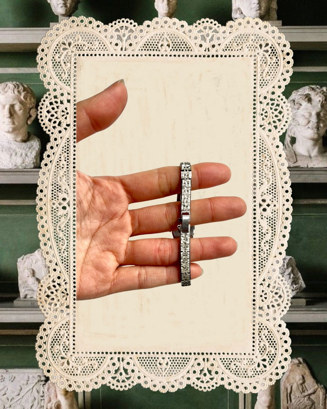 1970s Rotary Stick Dial Silver-Tone Mechanical Watch