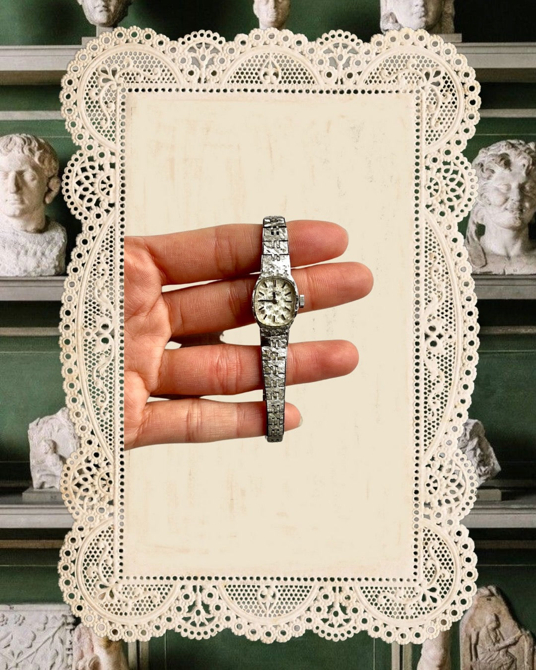 1970s Rotary Stick Dial Silver-Tone Mechanical Watch