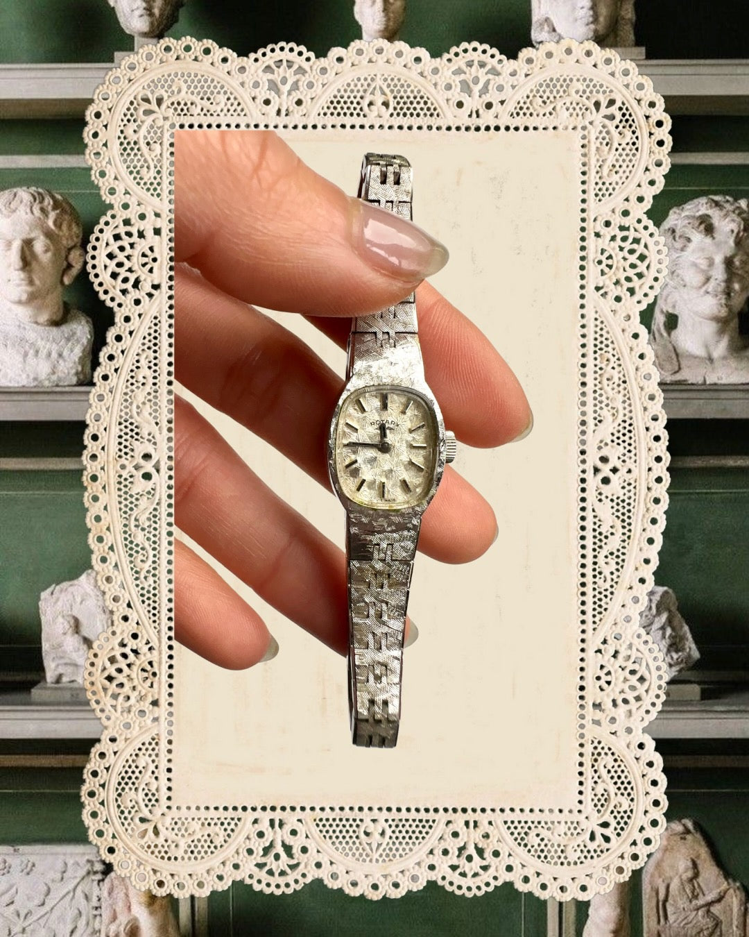 1970s Rotary Stick Dial Silver-Tone Mechanical Watch