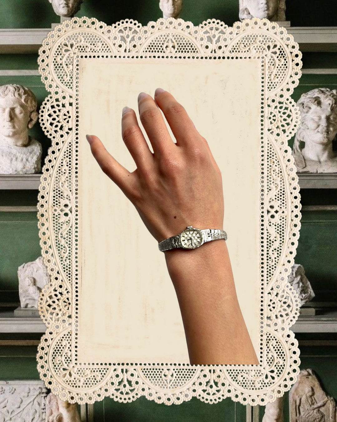 1970s Rotary Stick Dial Silver-Tone Mechanical Watch