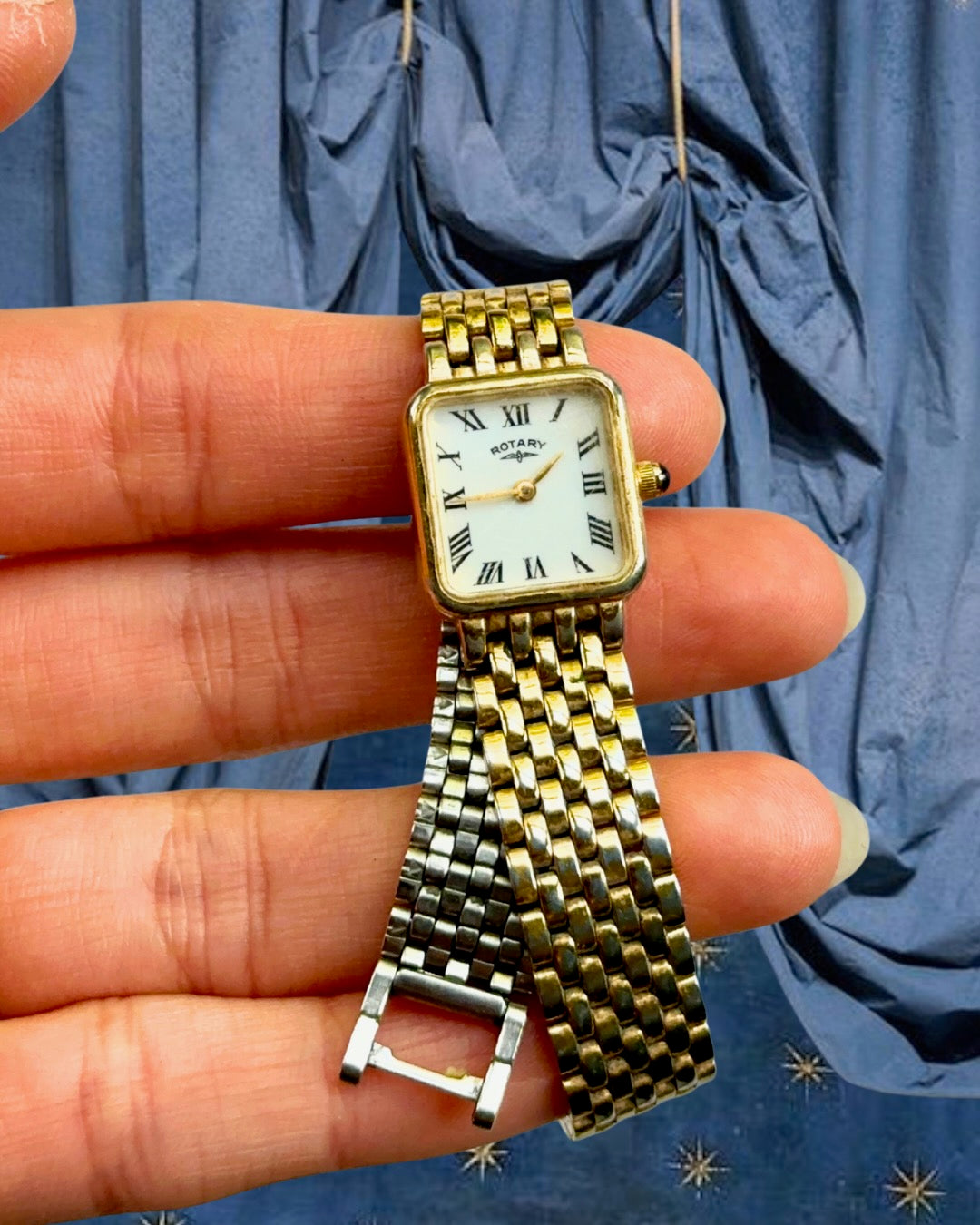 1980s Rotary square gold-plated quartz watch