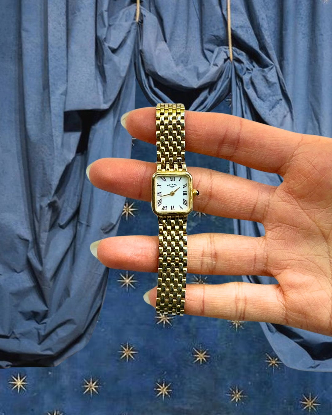 1980s Rotary square gold-plated quartz watch