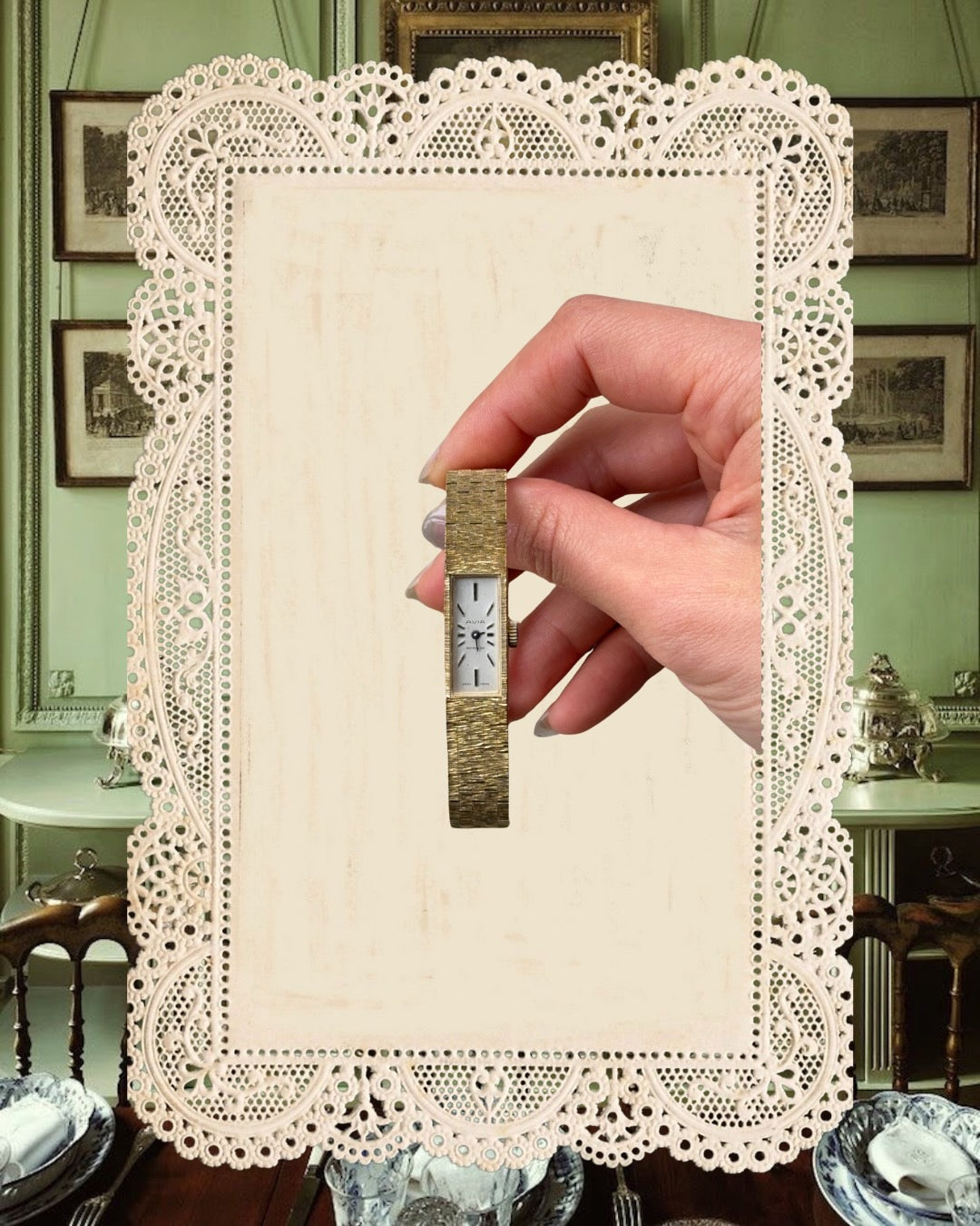 1970s Avia Long Rectangular Gold-Plated Mechanical Watch