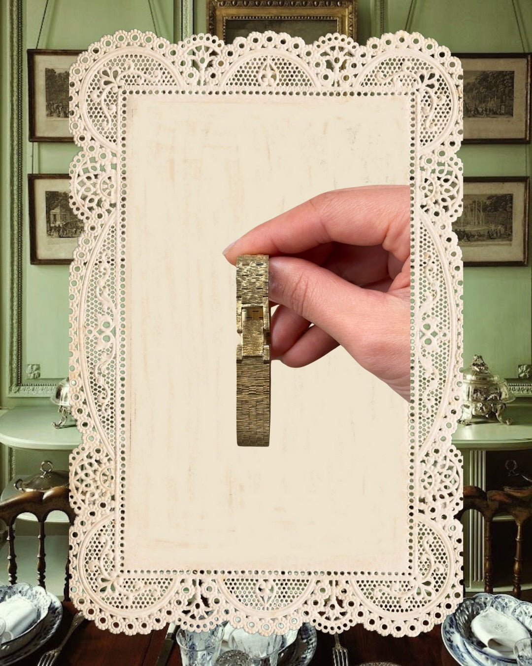 1970s Avia Long Rectangular Gold-Plated Mechanical Watch