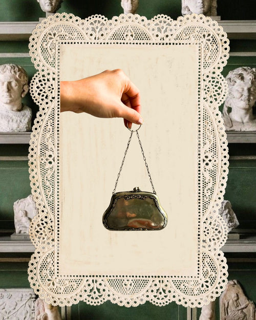 1920s Bow Silver-Plated Ring Coin Purse