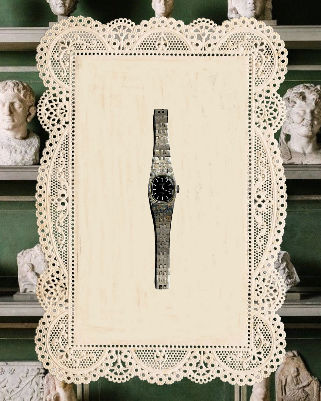 1970s Seiko Black Dial Silver-Tone Mechanical Watch