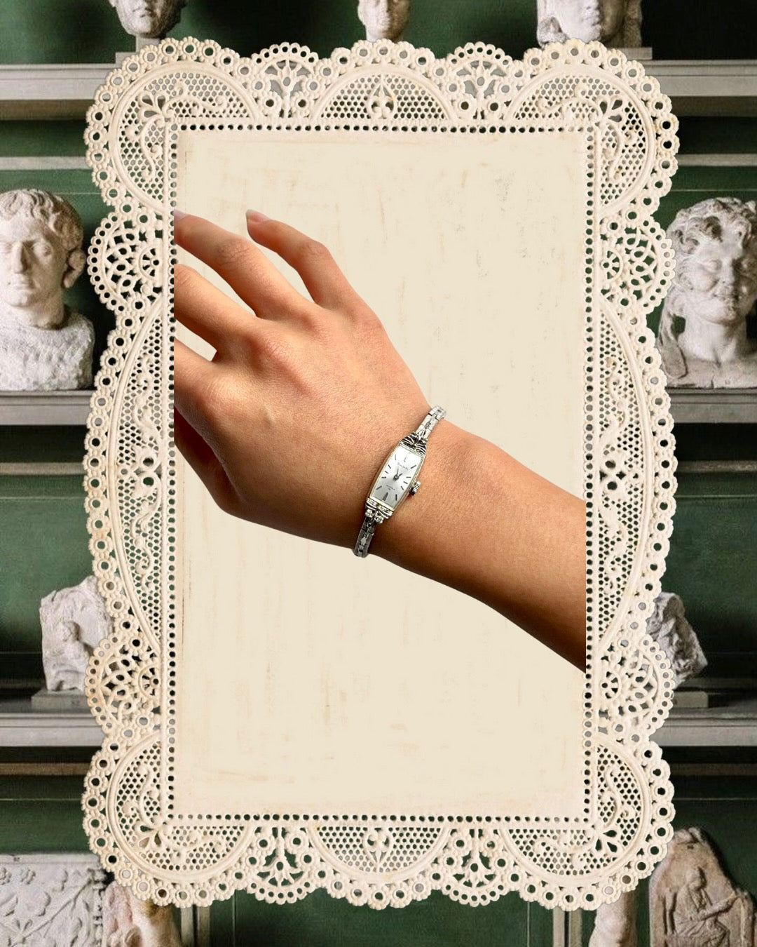 1970s Seiko Long Rectangular Ornate Mechanical Watch