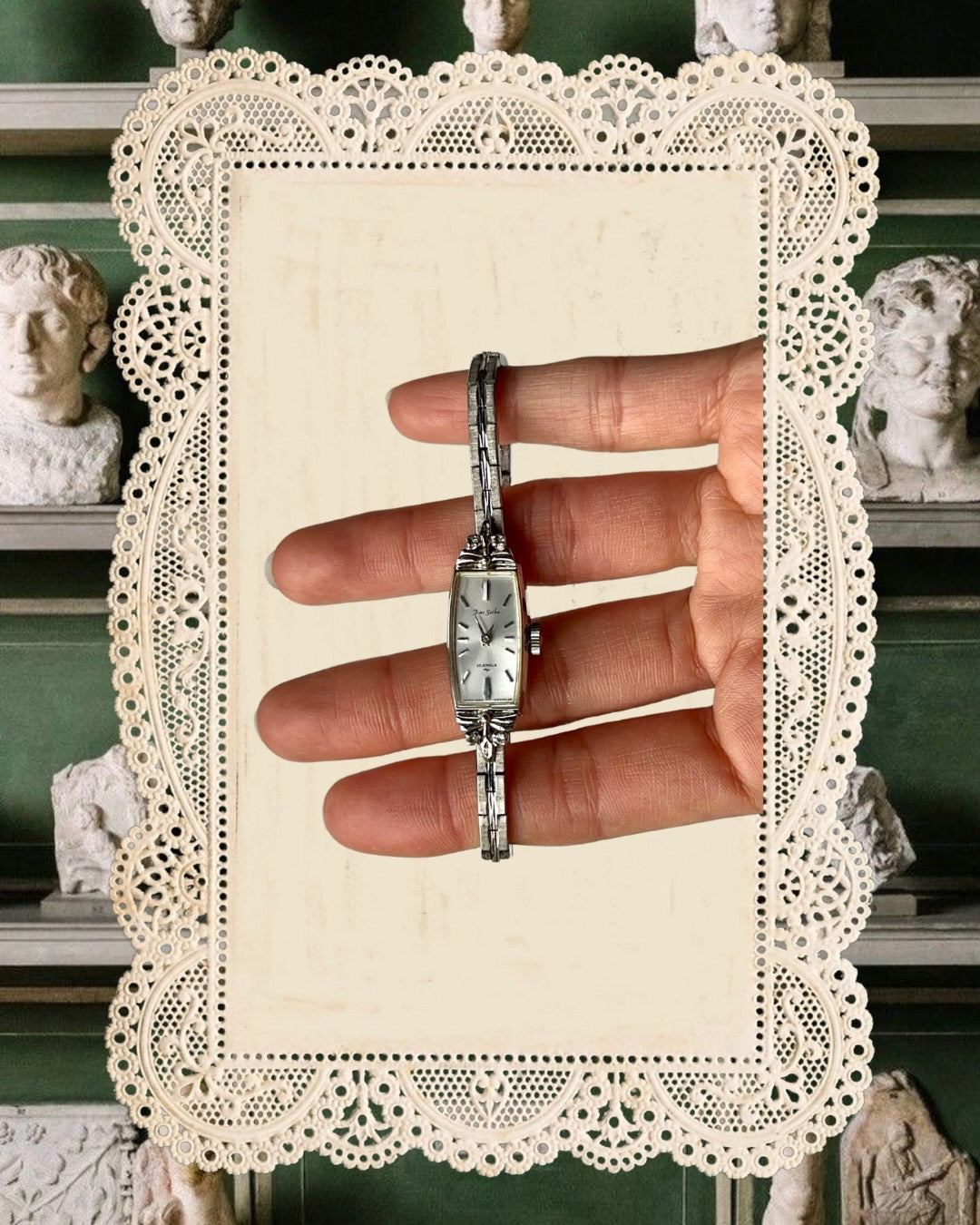 1970s Seiko Long Rectangular Ornate Mechanical Watch